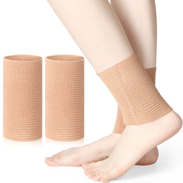 Zomiboo Ankle Gel Sleeves Padded Socks Skateboard Accessories Ankle Pads Ankle Compression Sleeve Ankle Protector Brace for Skating Riding Ski Ankle Protection Foot Support Socks (Nude)