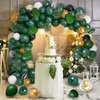 Amandir 152Pcs Jungle Safari Balloon Garland Arch Kit, Gold Dark Green Animal Balloons Artificial Tropical Palm Leaves Safari Baby Shower Decorations Boys Girl Wild One Birthday Party Supplies