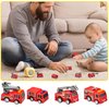 Conagel 36 Pcs 4 Styles Mini Pullback Fire Truck Toy Small Pull Back Firetrucks Toy Bulk Plastic Firetruck and Fireman Toy Set for Kids Firefighter Birthday Party Supplies