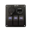 3 Gang Rocker Aluminum Panel Switch Waterproof Marine Boat DC 12V 24V 5 Pin ON Off Switch LED Digital Display Voltmeter 4.2A Dual USB Slot Socket Car RV Truck
