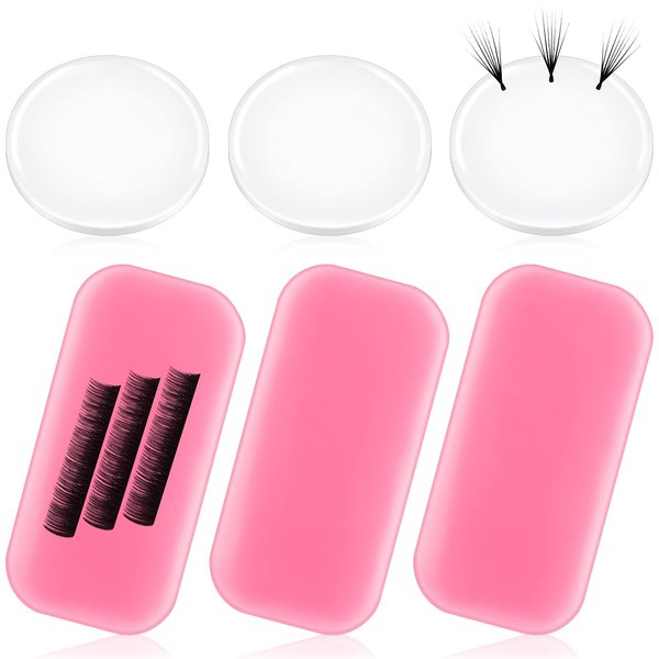 6 Pieces Eyelash Extension Pad Silicone Pads for Lashes Silicone False Eyelash Holder Pads Reusable Eyelash Extension for Loose Lash Grafting Gasket Pallet Eyelash Adhesive Eyelash Extension (Pink)