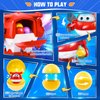 Super Wings Toy Vending Machine for Kids, Mini Gumball Machine Gashapon Machine with Colorful Balls & Role Dolls & DIY Stickers, Cause and Effect Toys for Boys Girls, Jett Lucky Ball Mixer