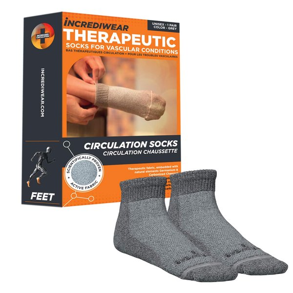 Incrediwear Circulation Socks – Blood Circulation Socks for Foot Circulation, Foot Support, and Reducing Joint Pain & Foot Pain, Everyday Low Ankle Socks for Women and Men (Grey, Medium)