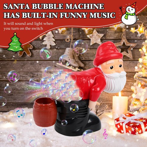 Bubble Blowing Santa, Blowing Santa Bubble Blower, Bubble Blower Machine Santa Claus Toy with Music & Flashing Lights, Bubble Blower for Outdoor & Indoor Activity (Santa Claus)