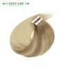 Loxxy Tape in Extensions Human Hair Real Remy Hair Extensions Tape in Human Hair Natural Straight Invisible Double sided Balayage #8-60 Light Brown With Platinum Blonde 20pcs 50g/pack 16Inch