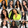BASEMMAHER Long Lace Front Wigs Human Hair Wavy Wig for Women Middle Part Body Wave Lace Front Wigs Transparent Natural Black Lace Frontal Wigs for Girls Party Daily Use (24'' Black)