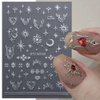 Dornail 8 Sheet 3D Sun Moon Nail Stickers Gold Silver Stars Nail Decals Bronzing Totem Nail Art Stickers 3D Self-Adhesive Sticker Nail Accessories for Girl Women Nail Decorations Nail Art Supplies