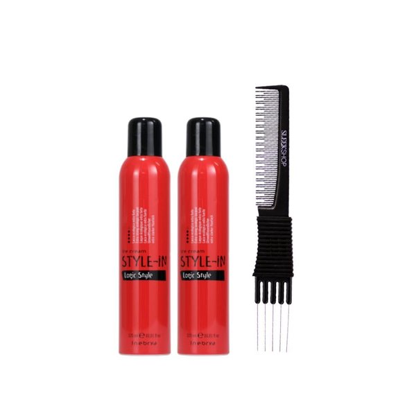 kuss Inebrya Ice Cream Style-In Logic Style (10.81 oz) with Teasing Comb Pack of 2, Red
