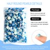 Euddty 50g Flatback Pearls and AB Rhinestones Set Half Pearls for Crafts Mixed Size 3mm-10mm Flat Back Pearl for Nail Art and Crafts and Decoration (Blue Series)