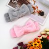 2 Pack Spa Headband ,Bowknot Coral Fleece Elastic Headband With 2 Silicone Face Mask Brush,for Women Girls Washing Face Beauty Skincare And Sports. (Gray,Pink)