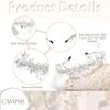 Campsis Pearl Wedding Headband Silver Crystal Bridal Headpiece Jewelry Flower Hair Accessories for Women Prom Party for Bride Bridesmaid