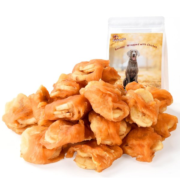 Pawmate Chicken Wrapped Banana Slices Dog Treats Small Dogs, Healthy Rawhide-Free Low Fat Soft Training Snacks Chews with Taurine