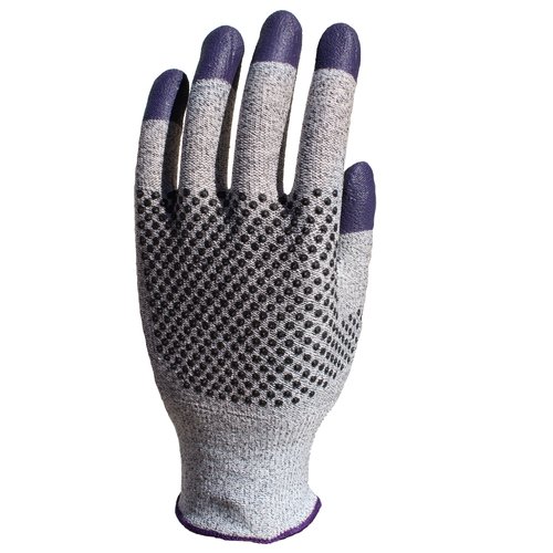 KLEENGUARD G60 Purple Nitrile Cut Resistant Gloves (13844), Size 6.0 (XS), Grey and Black with Purple Fingertips, Ambidextrous, 1 Pack, 24 Gloves