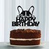 Ferastar Happy Birthday Dog Cake Topper, Dog Birthday Theme Picks for Pet Party Decorations Supplies Black Glitter.