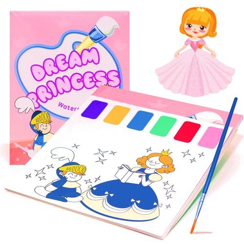 Paint with Water Books,Watercolor Coloring Book for Kids Ages 4-8,Watercolor Painting Book for Toddlers,Coloring Books for Toddlers 1-3,Magic Book Art Craft Gift for Drawing-Princess