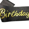 NAUXIUDSJS Birthday Sash for Women, Birthday Princess Glitter Black Sash with Foil Letter, Party Favors Supplies for 18th 21st 30th 40th 50th 60th 70th 80th or Any Bday Party,Black