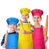 Tamicy 10 Pieces Kids Chef Hat and Apron Set - Child Kitchen Bib Aprons with Pockets Girls Boys Chef Hats for Cooking Baking Gardening Painting Wear (Rose Red,Green,Blue,Orange,Purple)