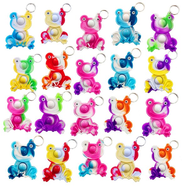 HOZKEAP 24 Packs Bulk frogs Push Fidget Bubble Mini Pop Fidget Kids Birthday Party Favors Supplies and Classroom Students Bubble Prize