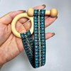 2 Pcs Toggle Hair Tie Dreadlock Accessories elastic ribbon Embedded Ponytail Holders Colorful Bohemian Style Loc Hair Accessories Long Dread Bands for Women Men (Purple, Aqua)