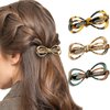 Cobahom 3Pcs Hair Clips Duckbill Clip 2.5 inch Bow Hairpin 3 Colors Set Fashion Hollow Bow Hair Clips for Women Girls (Yellow-Brown & Beige & Red-Green)
