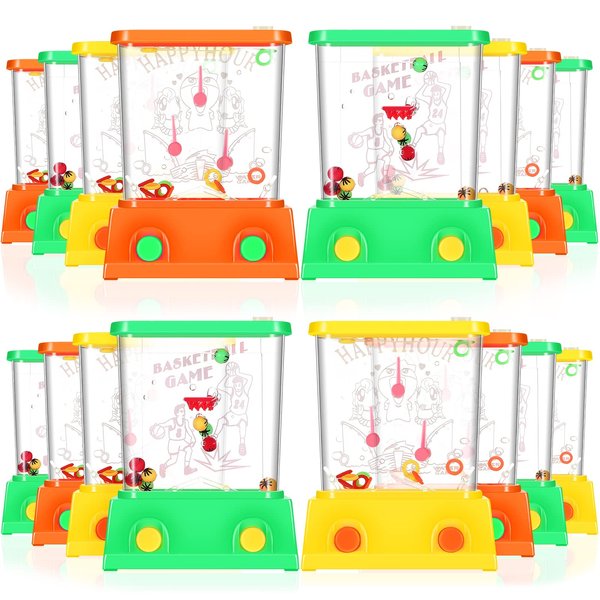 Zhanmai 16 Pcs Handheld Water Game Arcade Water Ring Water Tables for Fish Rings Basketball Game Fun Christmas Gifts for Kids Adults, Without Water(Simple,Orange, Green, Yellow)
