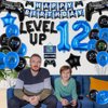 12th Video Game Birthday Party Decoration Balloons Game on Party Supplies Set Include Happy Birthday Banner Foil Balloon Latex Balloon Ideal for Kids Boys Party Room Indoors Outdoor Activities Decor