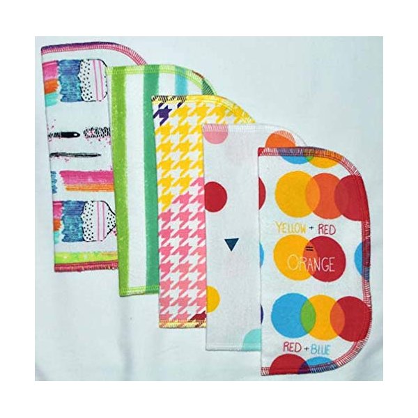 2 Ply Printed Flannel 8x8 Inches Set of 5 Color Me Happy