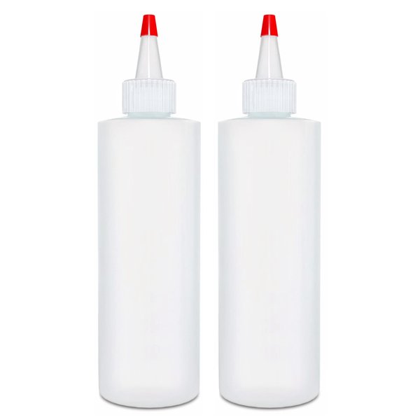 BRIGHTFROM Condiment Squeeze Bottles, 12 OZ Empty Squirt Bottle with Red Top Cap, Leak Proof - Great for Ketchup, Mustard, Syrup, Sauces, Dressing, Oil, Arts and Crafts, BPA FREE Plastic - SET of 2
