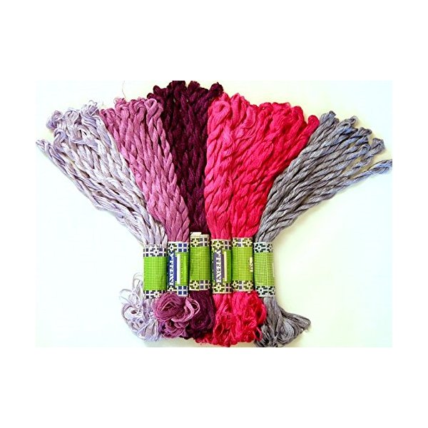 New ThreadNanny 60 Skeins of Silky SATIN Hand Embroidery Cross Stitch Floss Threads - Purple Tones Satin Cross Stitch Threads