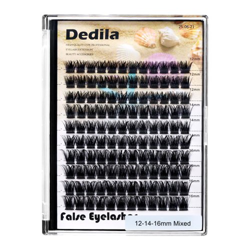 Dedila 120 Pcs Handmade D Curl Makeup Clusters Eye lashes Extensions Mixed 10-12-14-16mm/12-14-16mm/14-16-18mm D Curl Soft and Lightweight Individual false eyelashes Wide Stem (Mixed 12-14-16mm)
