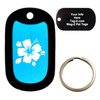 Custom Engraved Pet Tag - Hibiscus - Cyan Blue - Dog Tag - Tag-Z Wag-Z