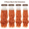 ZRQ Clip in Hair Extensions for Women, 4PCS Clip Ins Long Wavy Curly Hair Extension 20 Inch Synthetic Hair Extension Thick Hairpieces (Copper Red, 20 Inch)