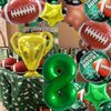 14Pcs Football Balloons, Football Birthday Party Decorations Sports Theme Birthday Party Decoration Include 40Inch Green Number Balloon for 8th Football Birthday Party Supplies