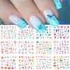 Ocean Nail Art Stickers Decals Summer Sea Nail Art Supplies Water Transfer Shell Crab Starfish Turtle Whale Seaweed Design Cute Cartoon Nail Accessories DIY for Women Girls 12 Sheets