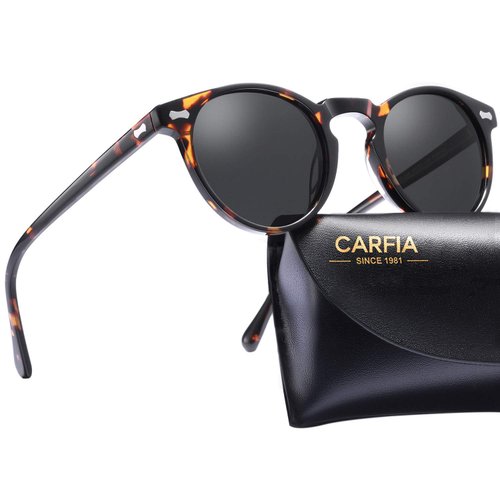 CARFIA Vintage Polarized Sunglasses for Men UV400 Protection Retro Fashion Eyewear Hand-crafted Acetate Frame CA5288L