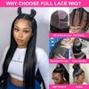 Lemoda Real Full Lace Human Hair Wigs HD Transparent Lace Frontal Wig 180 Density Straight Full Lace Wig Pre Plucked 14A Grade Brazilian Virgin Human Hair Wigs for Women 16 Inch