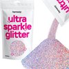 Hemway Premium Ultra Sparkle Glitter Multi-Purpose Metallic Flake for Nail Art, Cosmetic Graded, Makeup, Festival and Hair 100g / 3.5oz - Ultrafine (1/128 0.008 0.2mm) - Silver Holographic