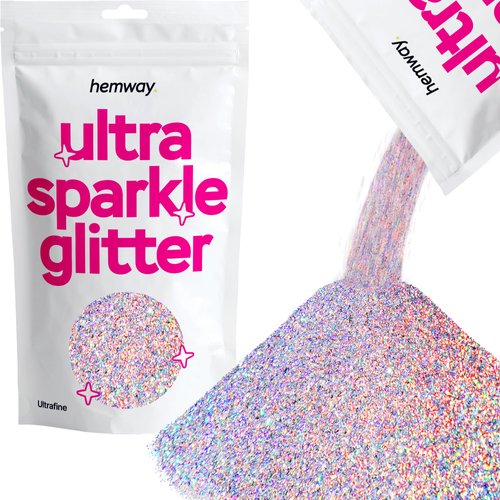Hemway Premium Ultra Sparkle Glitter Multi-Purpose Metallic Flake for Nail Art, Cosmetic Graded, Makeup, Festival and Hair 100g / 3.5oz - Ultrafine (1/128 0.008 0.2mm) - Silver Holographic