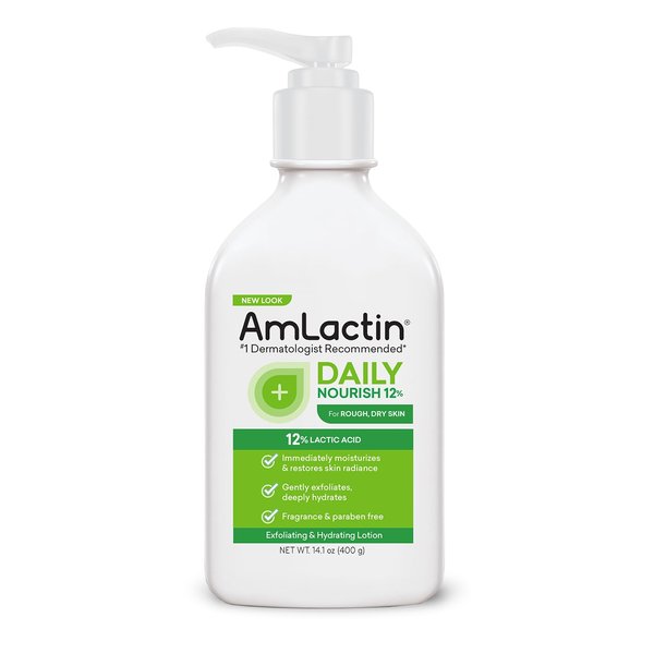 AmLactin Daily Nourish 12% - 14.1 oz Body Lotion with 12% Lactic Acid - Exfoliator and Moisturizer for Dry Skin (Packaging May Vary)​