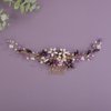 Teyglen Bride Crystal Wedding Hair Comb Flower Pearl Hair Piece Bridal Crystal Hair Comb Headband Purple Rhinestone Headpiece Floral Hair Accessories for Women (Purple)