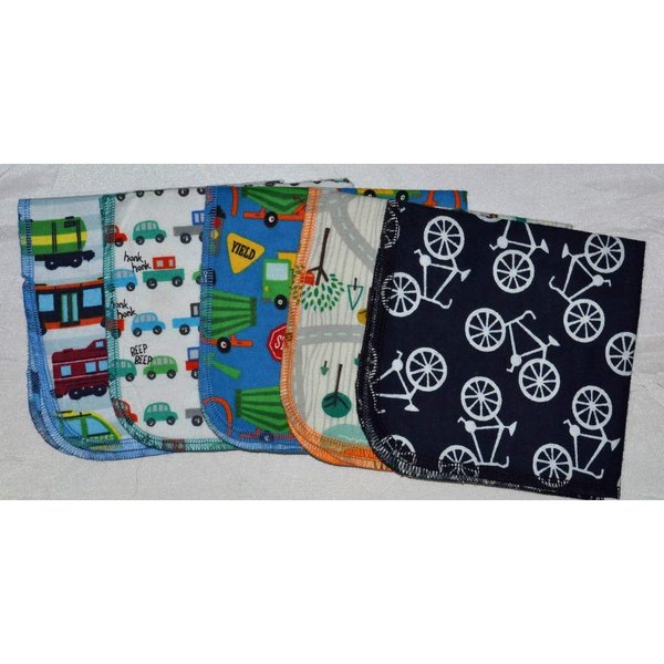 Trucks Cars and Dirt 1 Ply 12x12 Inches Set of 5 Printed Flannel Paperless Towels
