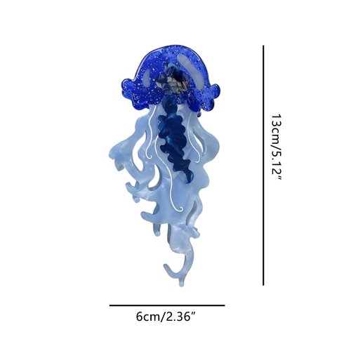 Fantasy Blue Jellyfish Hair Clip,Acetate Claw Clips,Hair Clips for Women