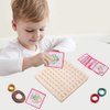 Skrtuan Wooden Geoboard with Rubber Bands, Montessori Educational Toy for Kids, Pattern Block Geo Board with Pattern Cards and Rubber Bands Create to Figures Shape STEM Puzzle Matrix Brain Teaser