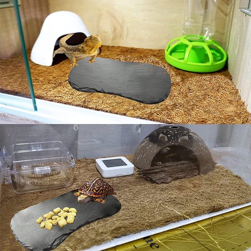 Tfwadmx Reptile Basking Platform,Tortoise Rock Plate Feeding Food Bowl Dish Feeding Slate Turtle Bathing Resting Platform for Lizard Gecko Bearded Dragon Chameleon Snake Frog