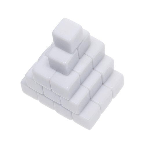 Shapenty 16MM White Acrylic Uniform Blank Dice Cubes for Classroom Board Games, DIY Sticker, Math Counting Teaching, Party Favor, Fun, Alphabet Numbers Puzzle Building Blocks Custom Dice Making, 30PCS
