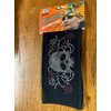 Danbando Headband Head Wrap Bandanna Skull and Flowers with Rhinestones 4 Way Stretch Optional Pony Tail Hole Sweatband