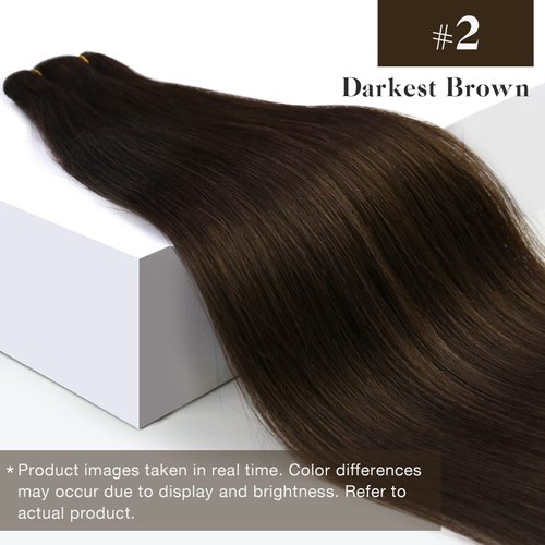 Sunny Human Hair Sew in Extensions Brown Weft Hair Extensions Real Human Hair Darkest Brown Hair Extensions Sew in Bundles Human Hair Weft Virgin Human Hair Extensions 12Inch 70G