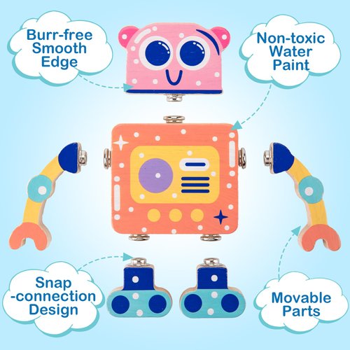 KODATEK Wooden Snap-Together Building Toys, STEM Building Blocks, Take Apart Toys Playset, Fine Motor Skill Montessori Educational Learning Toys Gift for 3 4 5 6 Years Toddlers Kids