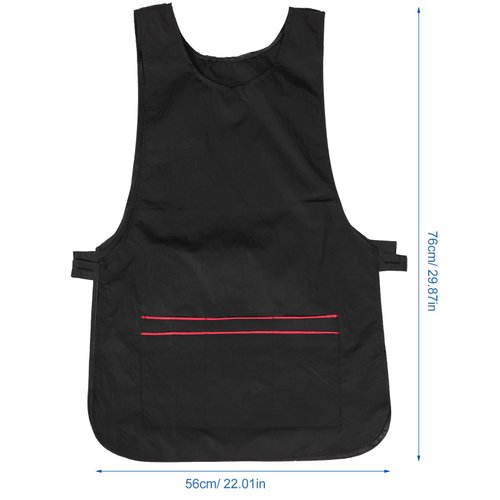 HEALLILY Barber Aprons Hair Stylist Apron Professional Hair Cutting Hairdressing Cape Jacket Vest with Pocket 76x56cm (Black)