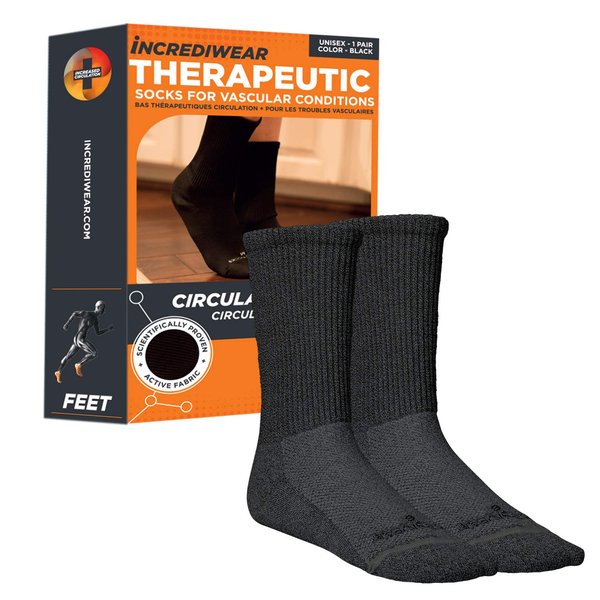 Incrediwear Circulation Socks – Women’s and Men’s Crew Socks (Black, Small)